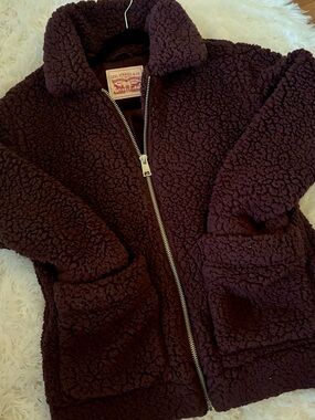 Levi's Women’s Sherpa Zip Jacket - Dark Plum